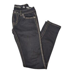 Miss Me Womens Skinny Black Jeans Size 28 Embellished Sparkle Stud Biker Moto
